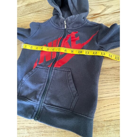 Y2K Nike Full Zip Hoodie Jacket Kids 3T Navy with Red Large Spellout Logo - Picture 3 of 5